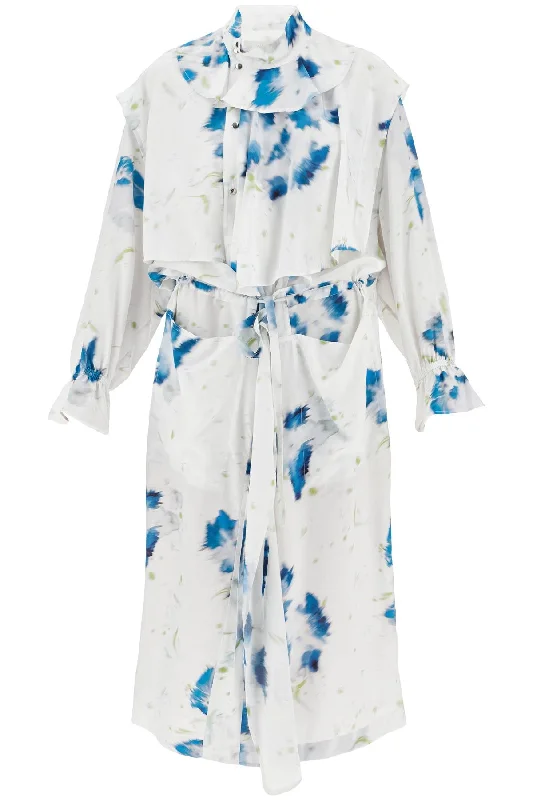 LEMAIRE printed dust coat with cape Modern Asymmetric Coat