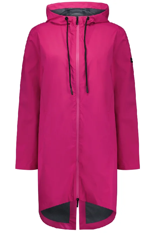 Womens Georgie Rain Coat - Fuchsia Longline Wool Coat