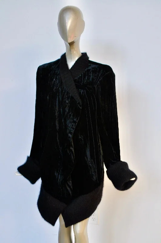 Ann Demeulemeester coat  velvet and wool Stretch Fit Moto Jacket