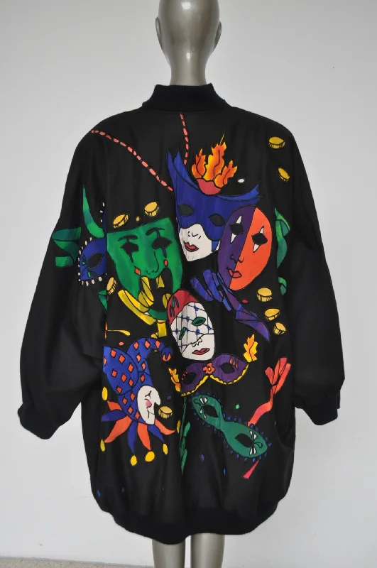 Jean charles de Castelbajac oversized coat with great appliqués dolman sleeves Waterproof Rain Jacket