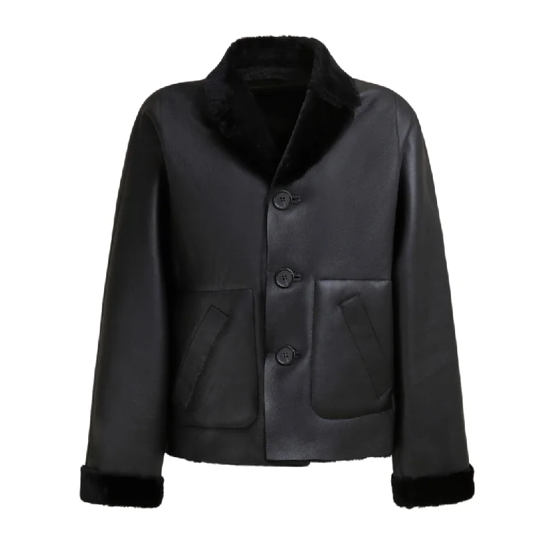 Reversible Short Shearling Coat Quilted Hybrid Jacket