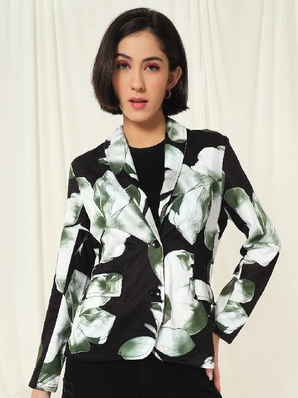 TANDUL  Fleece Floral Print Coat For Women Minimalist Wool Duster