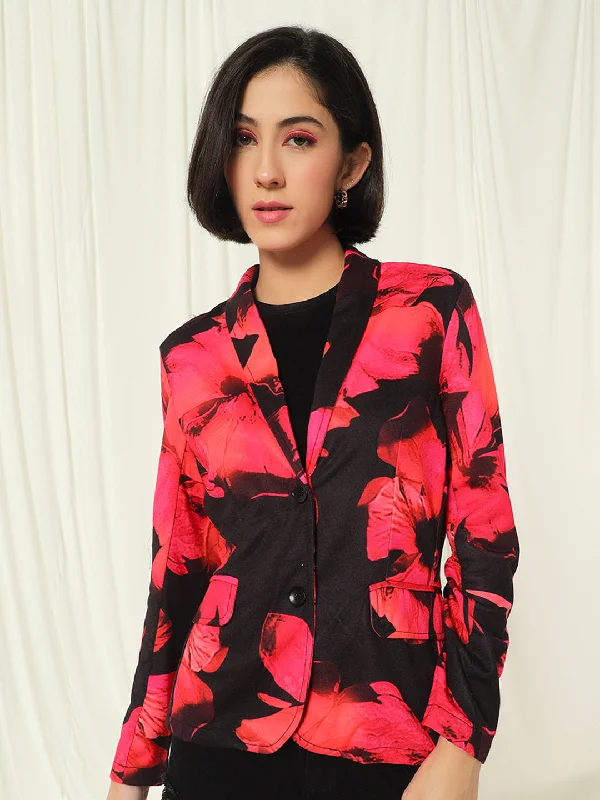 TANDUL  Fleece Printed Coat For Women Hooded Raincoat Women