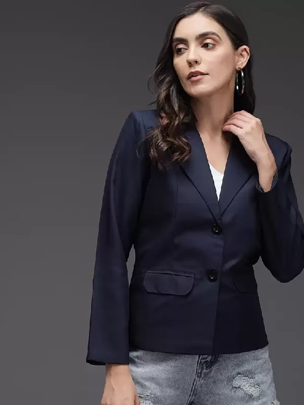 TANDUL  POLYSTER Solid Coat For Women Puff Sleeve Blazer