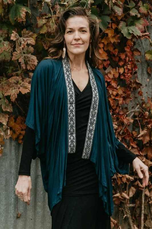 Short Cocoon Coat - Navy Thick Layered Jacket