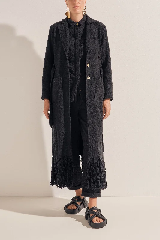 Crius Black Boucle Coat Trendy Puffer Vest