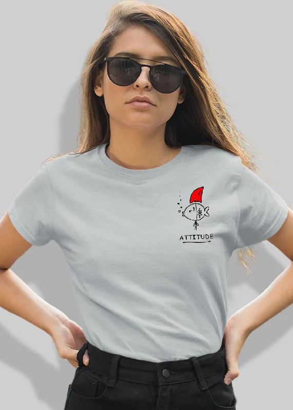 Attitude Women half sleeve T-shirt Anti-Shrink Durable Soft