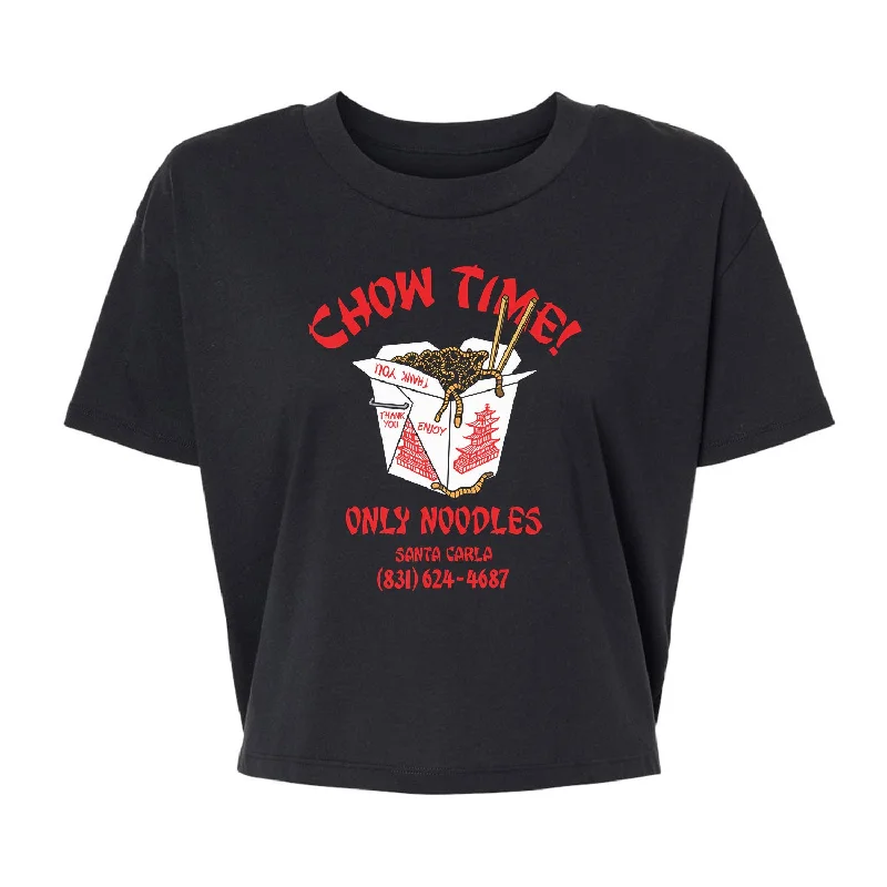Chow Time - Alternative Women's Crop Tee Houndstooth Herringbone Solid