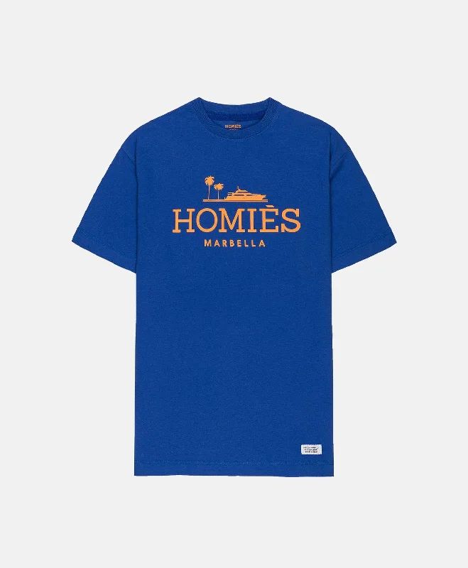 CLASSIC T-SHIRT BLUE ORANGE Embroidered Appliqued Beaded