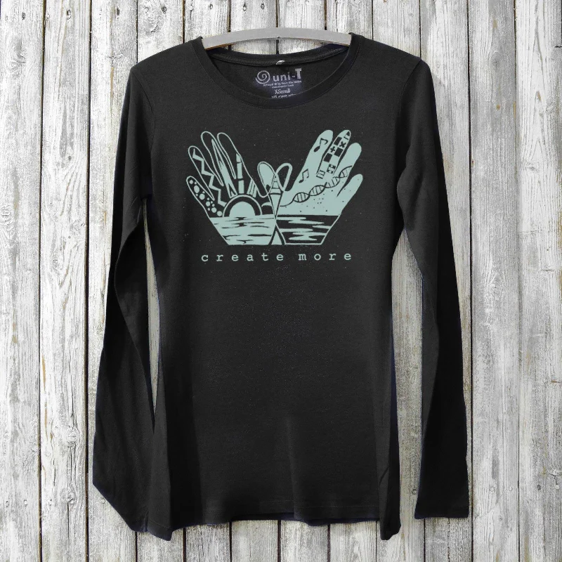 Create More, Long Sleeve T-shirt for Women Fleece Nylon Spandex