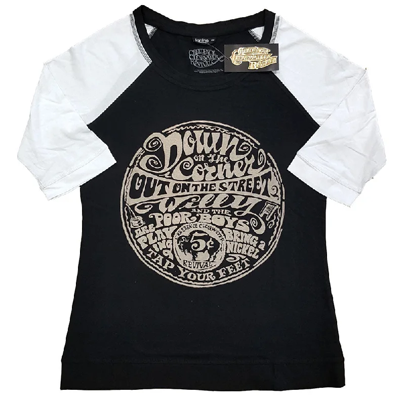 Creedence Clearwater Revival Down On The Corner Ladies Raglan T-Shirt Iron Safe Non-Iron Wrinkle Free Creedence Clearwater Revival Down On The Corner Ladies Raglan T-Shirt Iron Safe Non-Iron Wrinkle Free