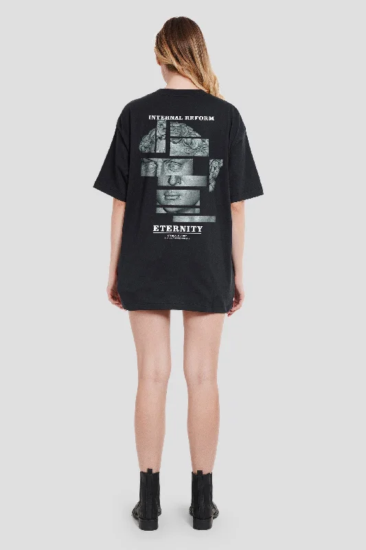 Eternity New Black Oversized Fit T-Shirt Women Front Pockets Side Pockets Patch Pockets Eternity New Black Oversized Fit T-Shirt Women Front Pockets Side Pockets Patch Pockets