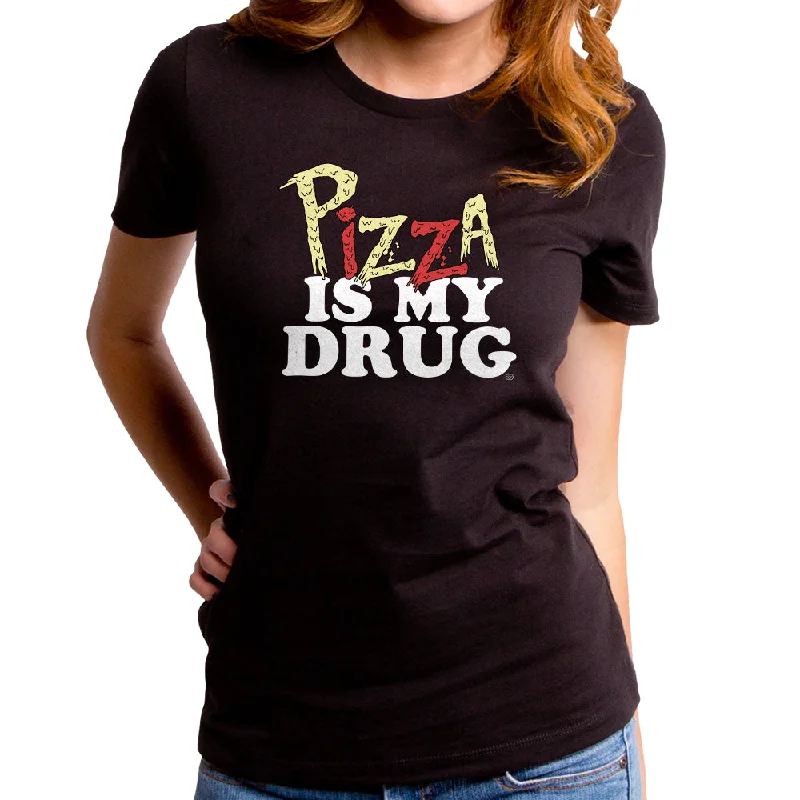 Pizza is My Drug Women's T-Shirt Rayon Velvet Corduroy