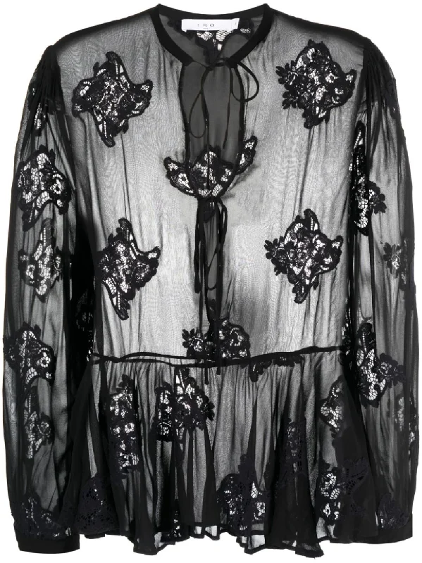 Iro Shirts Black Zippered Buttoned Snapped