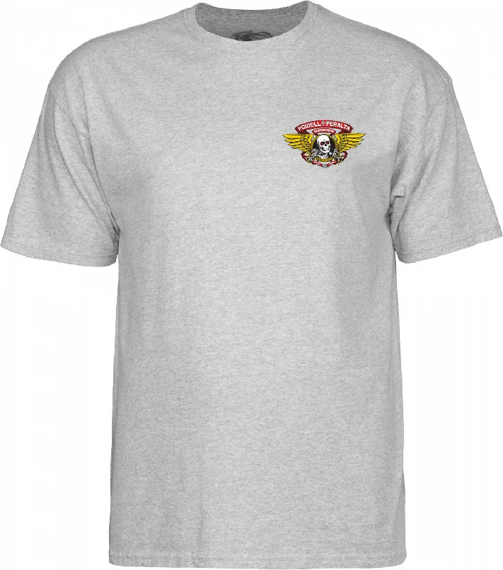 Powell Peralta Winged Ripper T-shirt - Gray Hooded Caped Shawl Collar