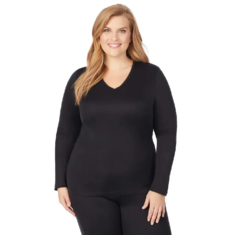 Softwear With Lace Long Sleeve V Neck Shirt Plus Chenille Blend Fleece Blend Nylon Blend