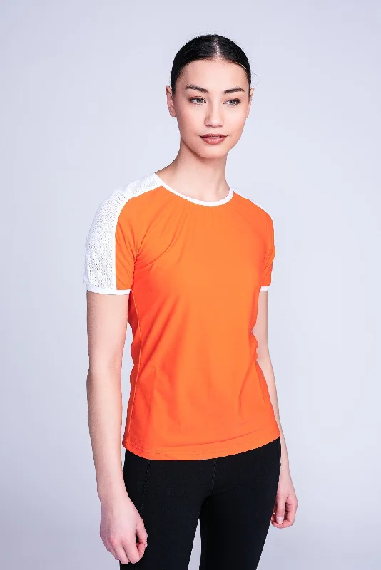 Fearless T-Shirt in Orange Hooded Caped Shawl Collar