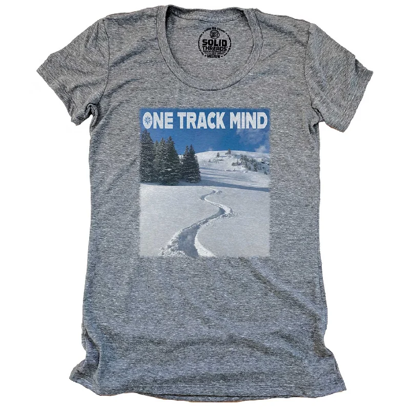 Women's Mountains One Track Mind T-shirt Zippered Front Buttoned Front Snap Front