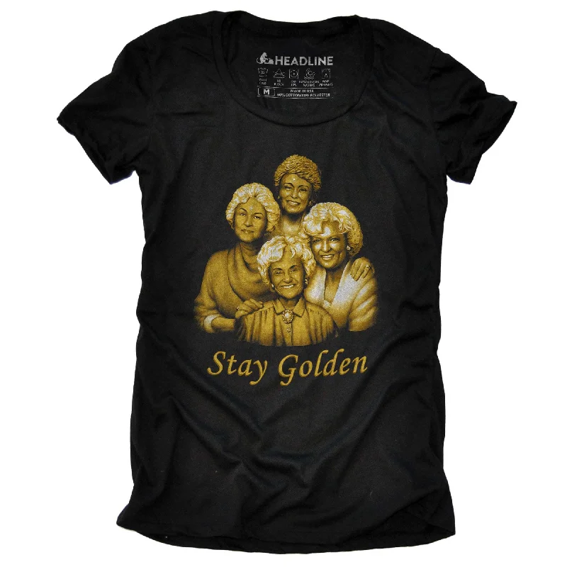 Women's Stay Golden T-Shirt Seamless Knitted Crochet