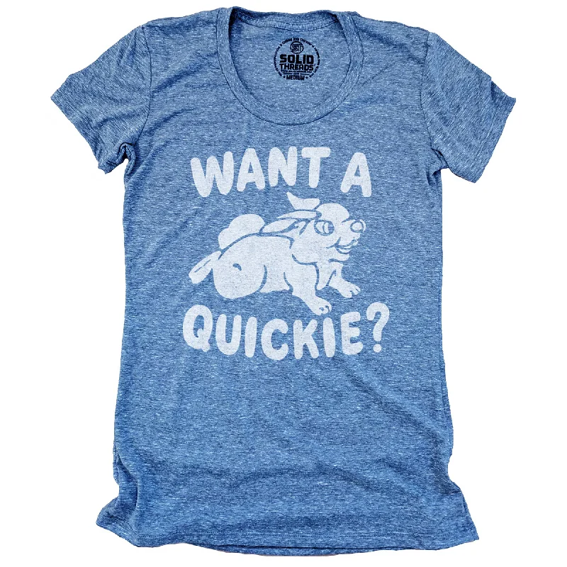 Women's Want a Quickie T-shirt Collared Crew Neck Turtle Neck