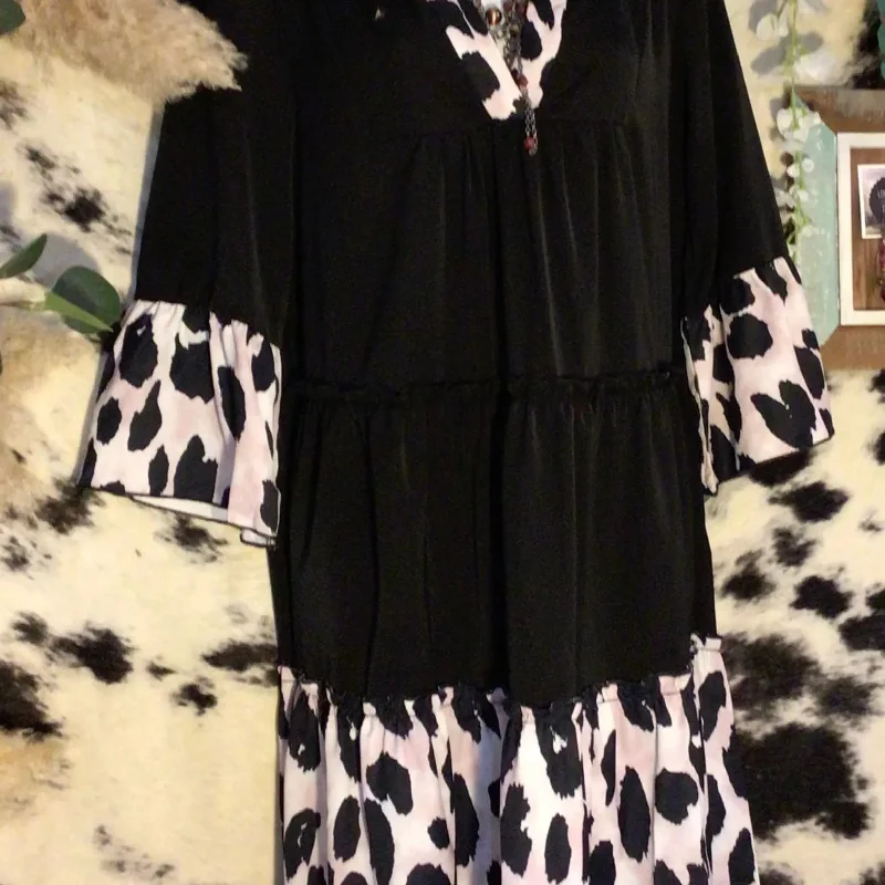 Black Dress with Leopard Accent