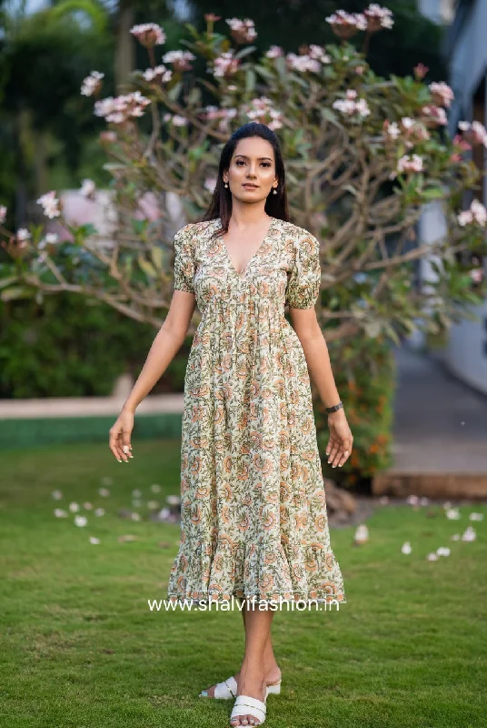 Raahat Hand Block Print Cotton Dress (CDR14)