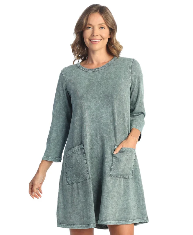 Teal Mineral Washed Cotton Pocket Dress