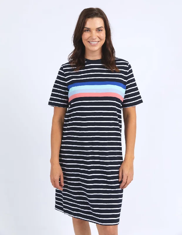 Zena Tee Dress - Navy/White