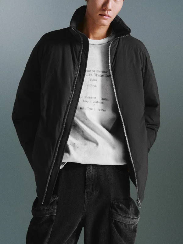 Zip Up Front Padded Down Outerwear Waterproof Rain Jacket
