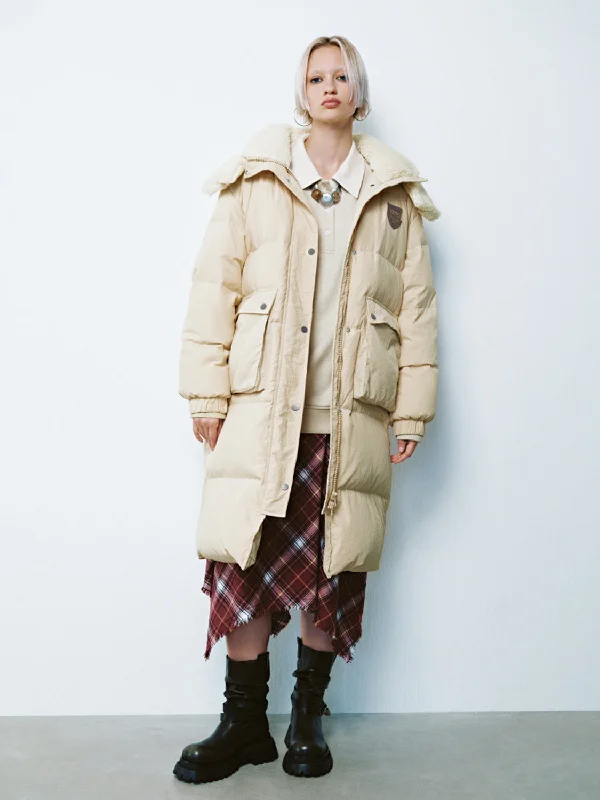 Longline Padded Down Outerwear Draped Longline Jacket