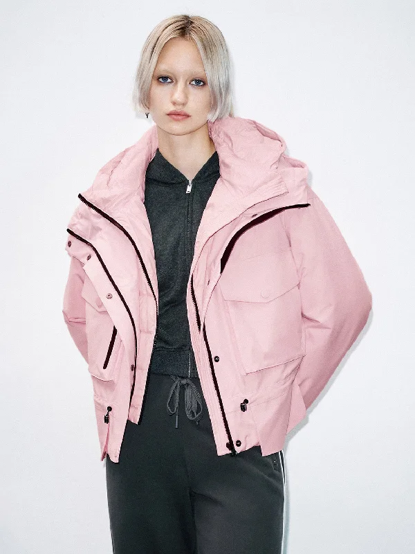 Loose Flap Pocket Down Outerwear Vegan Leather Trench