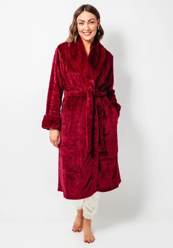 Marlon Fleece Collar Dressing Gown, Wine Tunics Denim casual
