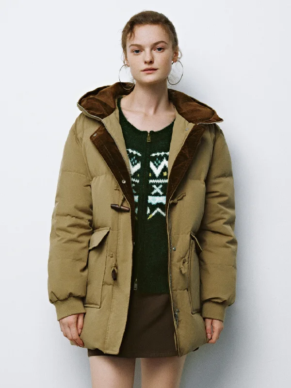 Midi Toggle Button Padded Down Outerwear Polished Tailored Coat