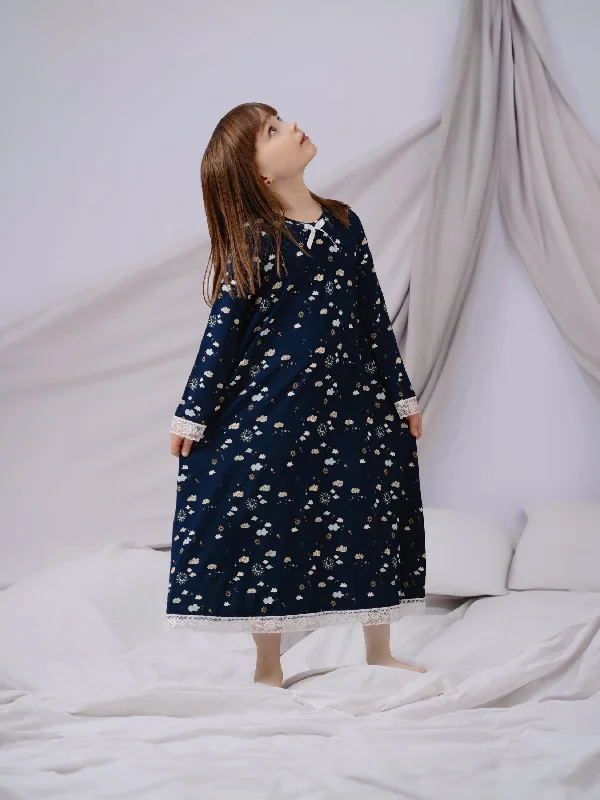 SARA - GIRLS NIGHTDRESS IN NAVY CLOUDS Tunics Fall fleece