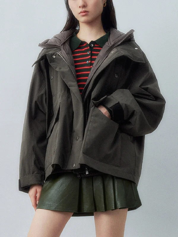 Urban Regular Down Outerwear Zipper Front Biker Jacket