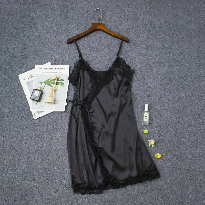 Women's Elastic Short Satin Nightdress Tunics Bridal satin