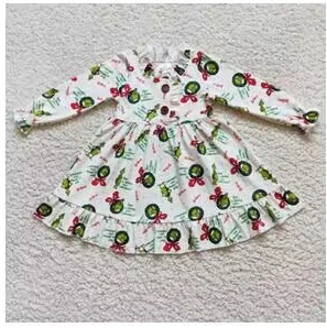 Clearance 6 A13-18 Christmas Red Green Cartoon Girls Long Sleeve Dresses Tunics Versatile functional Clearance 6 A13-18 Christmas Red Green Cartoon Girls Long Sleeve Dresses Tunics Versatile functional