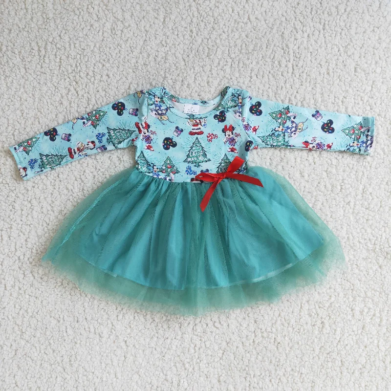 6 A15-1 Christmas Tree Green Blue Tulle Tutu Girls Long Sleeve Dresses Tunics Solid Classic 6 A15-1 Christmas Tree Green Blue Tulle Tutu Girls Long Sleeve Dresses Tunics Solid Classic
