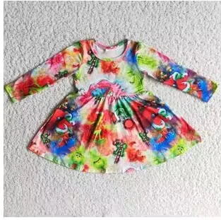 Clearance 6 A15-3 Christmas Green Red Cartoon Girls Long Sleeve Dresses Tunics Luxurious high-end Clearance 6 A15-3 Christmas Green Red Cartoon Girls Long Sleeve Dresses Tunics Luxurious high-end