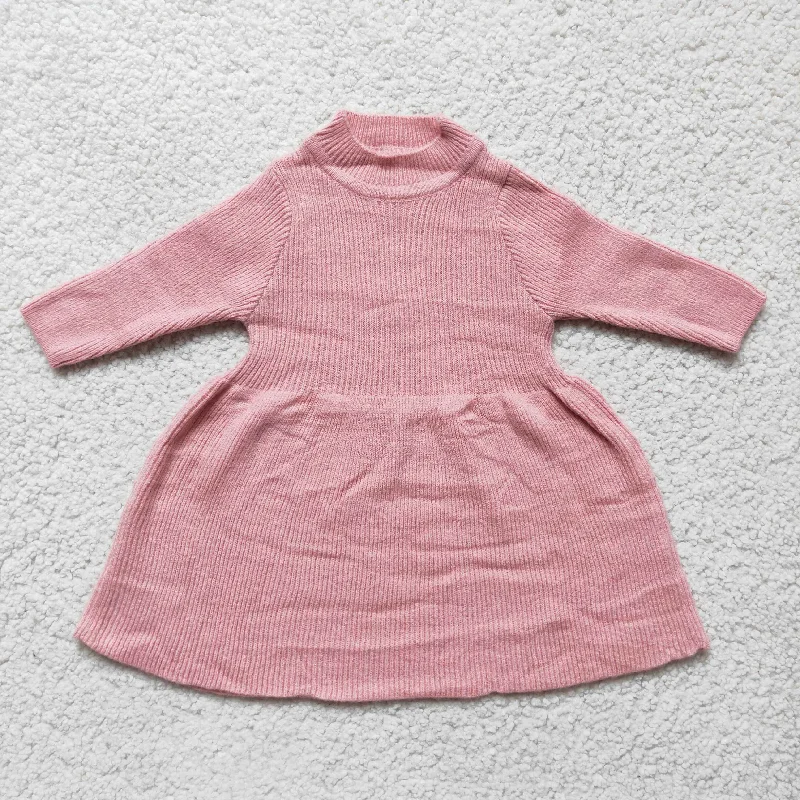 6 B0-20 Pink Girls Long Sleeve Dresses Sweater Halter Neckline Beach