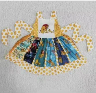 Clearance B13-10 Lion Cartoo Yellow Dot Girls Belt Patchwork Long Sleeve Dresses Tunics Spring floral Clearance B13-10 Lion Cartoo Yellow Dot Girls Belt Patchwork Long Sleeve Dresses Tunics Spring floral