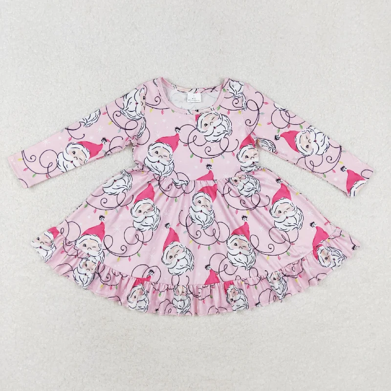 Baby Girl Long Sleeves Christmas Santa Pink Dress Tunics Prom sequined
