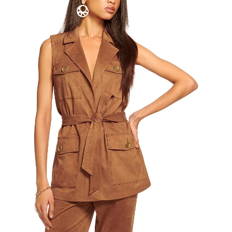 Womens Braided Faux Suede Outerwear Vest Recycled Down Jacket