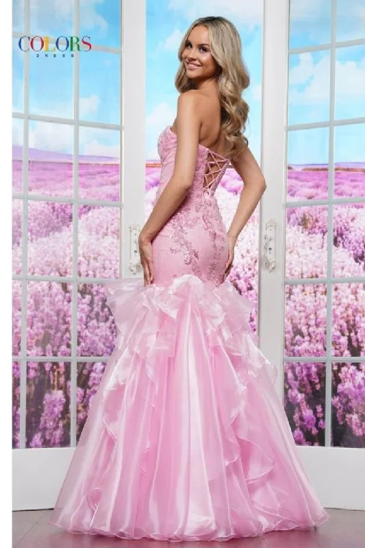 Colors Dress -3466 Beaded Bodice Organza Ruffled Mermaid Dress Tunics Custom made