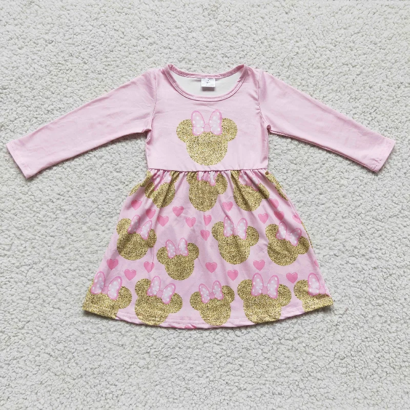 GLD0156 Valentine Love Pink Golden M Cartoon Girls Long Sleeve Dresses Tunics Luxurious high-end GLD0156 Valentine Love Pink Golden M Cartoon Girls Long Sleeve Dresses Tunics Luxurious high-end