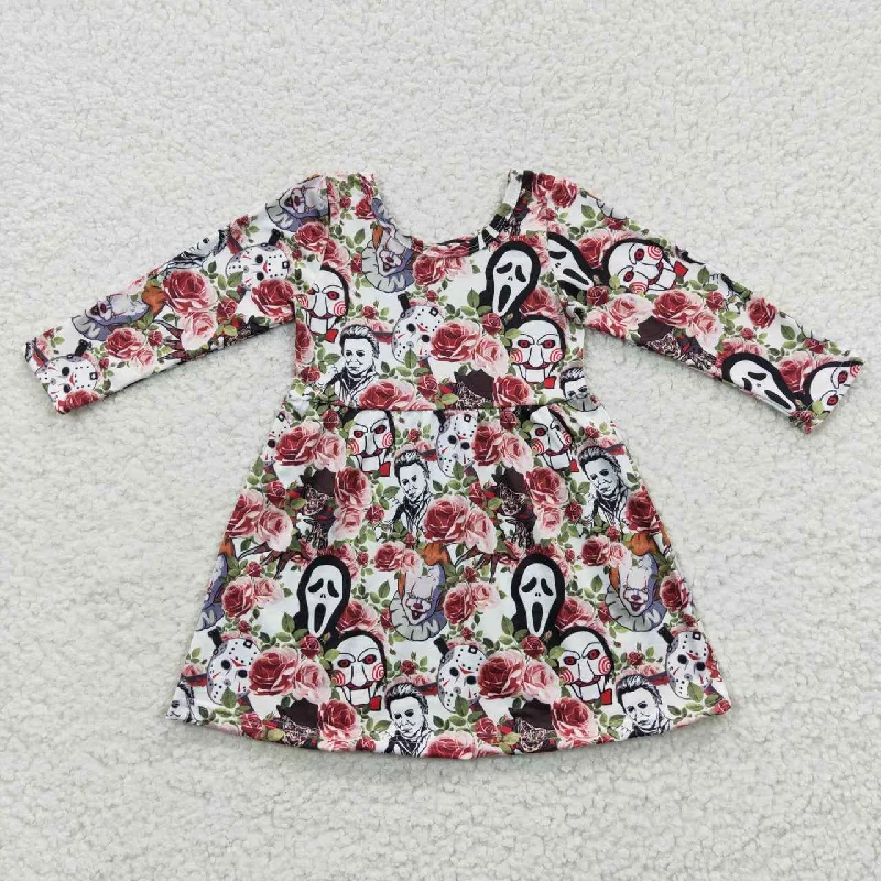GLD0191 Halloween Red Floral Musk Cartoon Girls Long Sleeve Dresses Tunics Mesh breathable GLD0191 Halloween Red Floral Musk Cartoon Girls Long Sleeve Dresses Tunics Mesh breathable