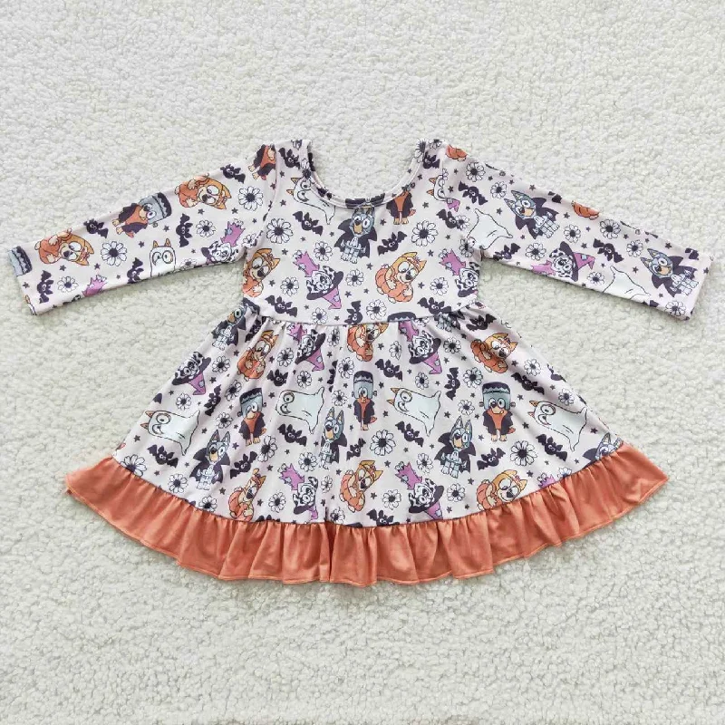 GLD0216 Halloween cartoon dog long sleeve dress Tunics Luxurious high-end