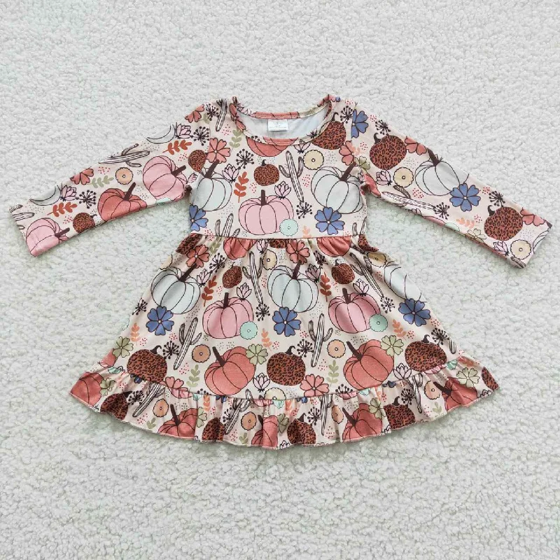 GLD0255 Pumpkin Cactus Blossom Beige Long Sleeve Dress Tunics Designer luxury