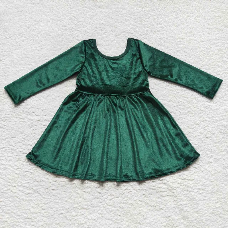 GLD0336 Gold velvet green long-sleeved dress Tunics Trousers formal