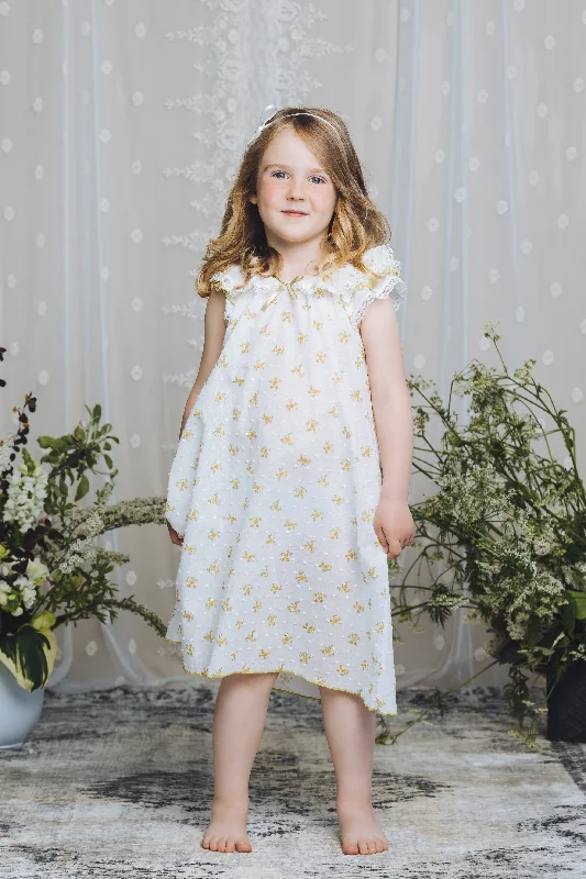 KLARA - GIRLS COTTON NIGHTDRESS GREEN FLOWERS Tunics Occasion special